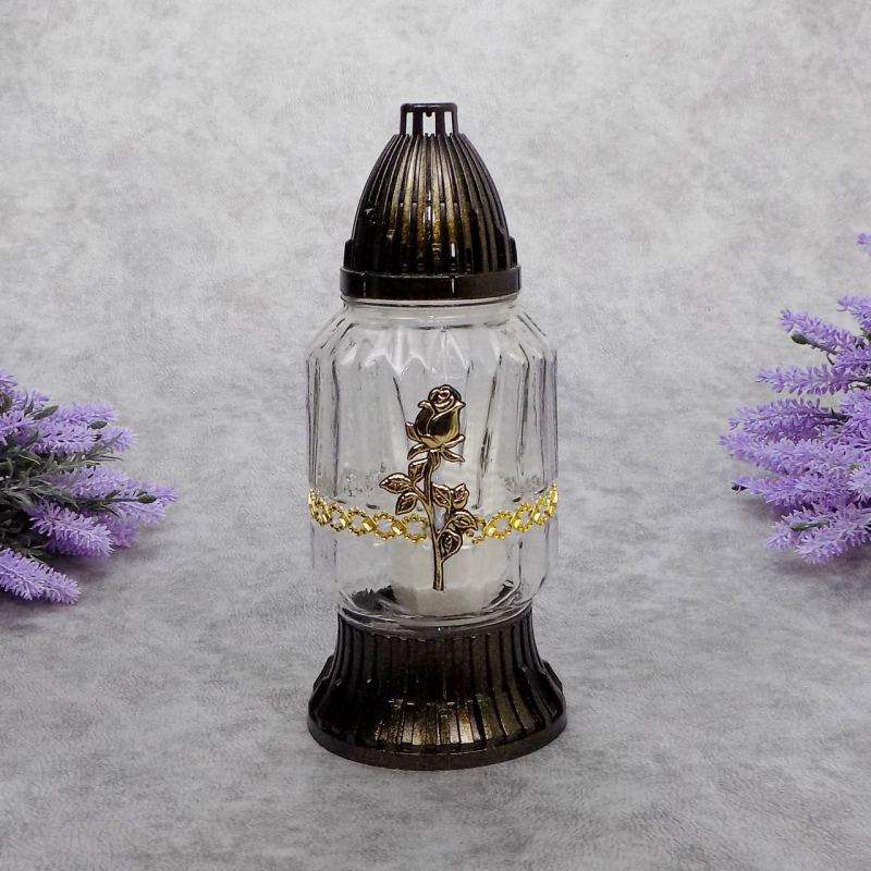 Лампадка скляна з трояндою 562U Apl 20 год Лампадка скляна з трояндою 562U Apl 20 год