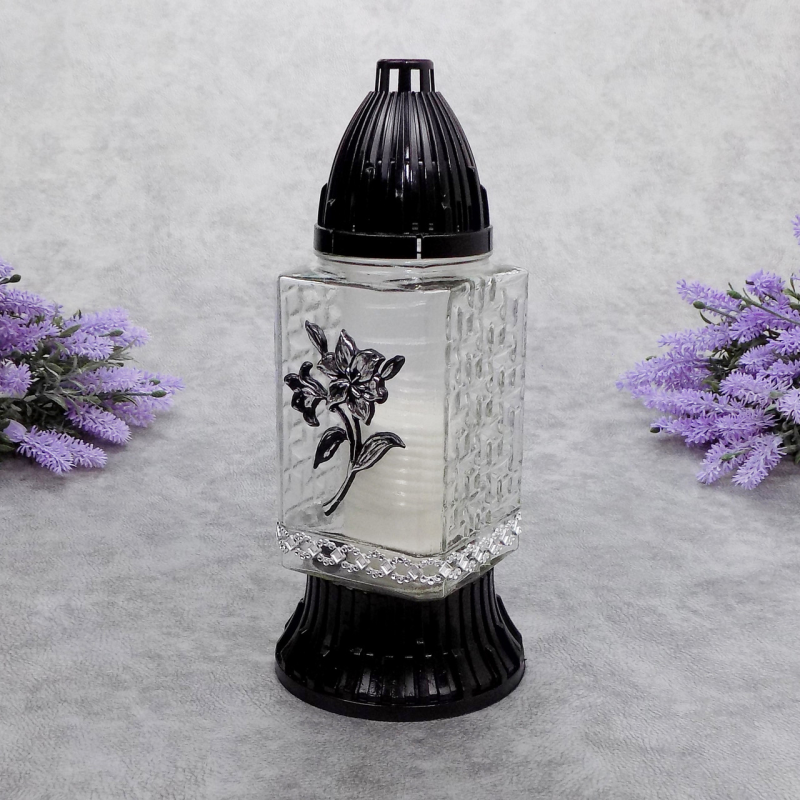 Лампадка скляна з аплікацією квітки 54U Apl 20 год