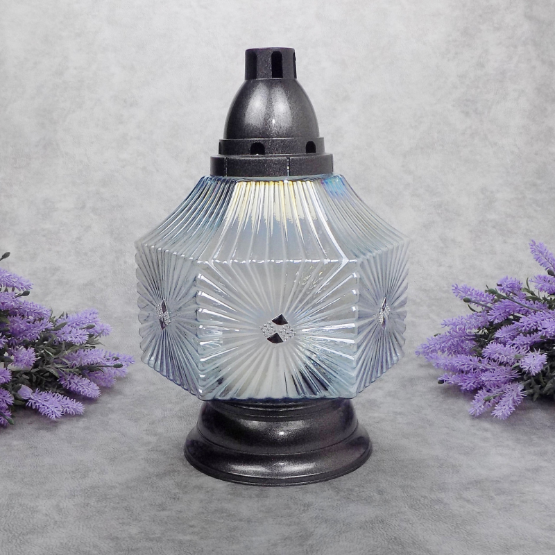 Лампадка скляна велика шестикутник LPD Szescian 65 год