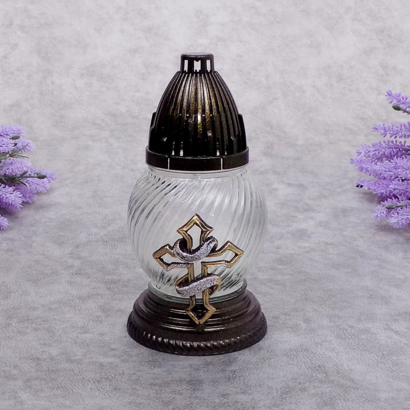 Лампадка мала куля з аплікацією хрест 02Apl 17год Лампадка мала куля з аплікацією хрест 02Apl 17год