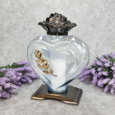 Лампадка скляна велика серце прозора з золотистою трояндою Serce Ornament  45год