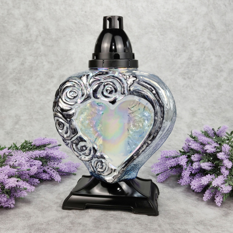 Лампадка скляна велика серце Serce Roza прозора 33год Лампадка скляна велика серце Serce Roza прозора 33год