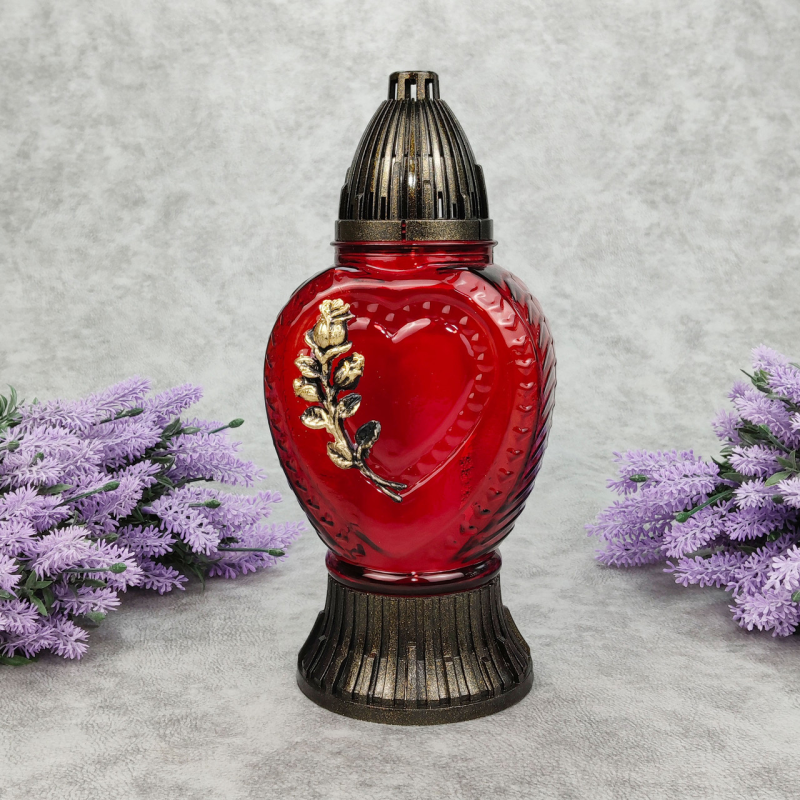 Лампадка скляна середня червона серце L1210 Serce 20год Лампадка скляна середня червона серце L1210 Serce 20год