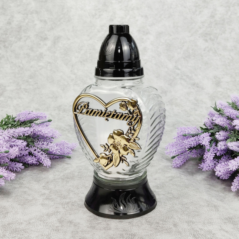 Лампадка скляна середня прозора серце L1210 Serce 20год Лампадка скляна середня прозора серце L1210 Serce 20год