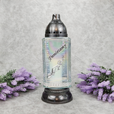 Лампадка скляна квадратна велика LPD54макс 45год срібляста