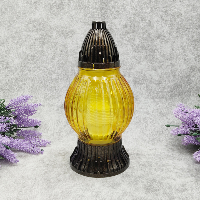 Лампадка скляна середня рельєфна LP492 жовта Лампадка скляна середня рельєфна LP492 жовта