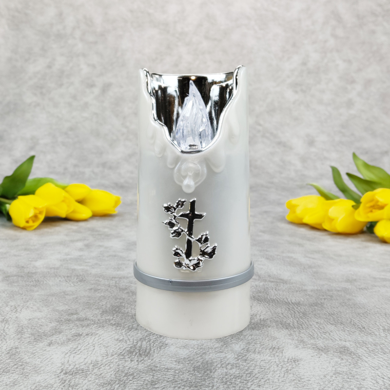 Свічка на батарейках Led Cortina Jac срібляста 15 см