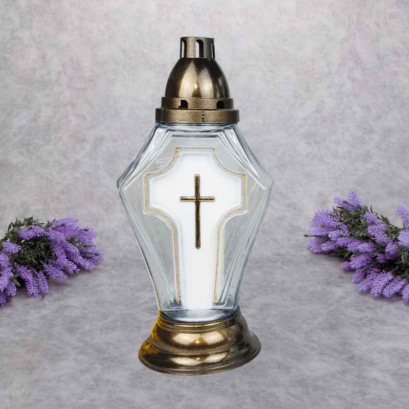 Лампадка скляна велика з хрестом LPD Хрест 64год біла Лампадка скляна велика з хрестом LPD Хрест 64год біла