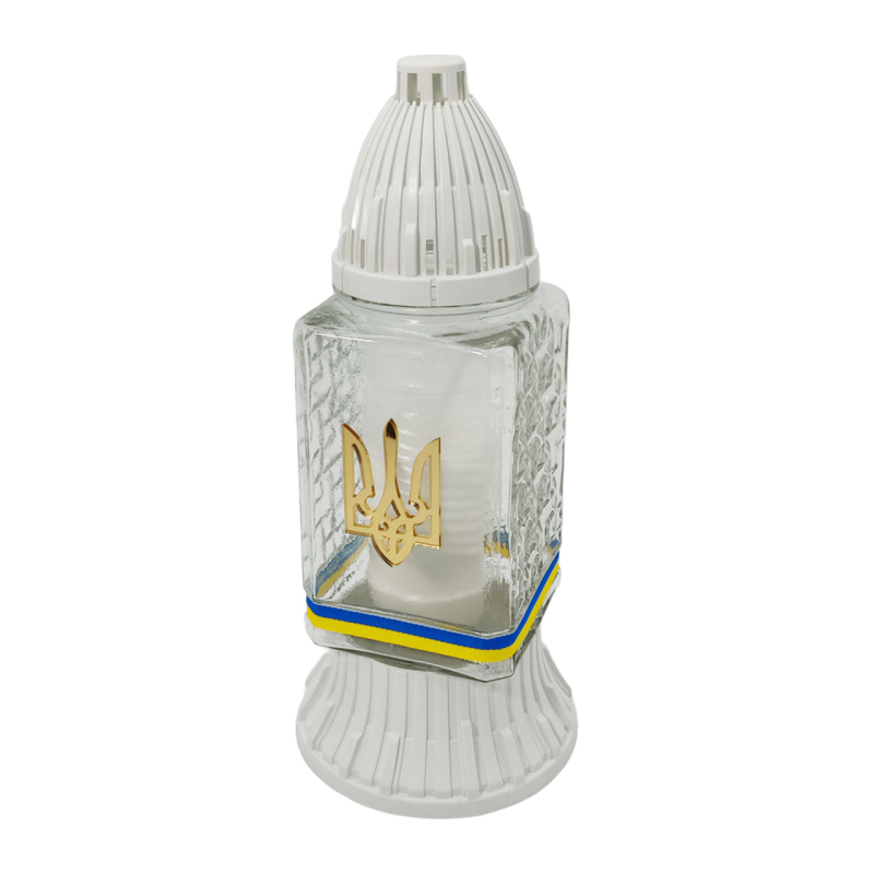 Лампадка скляна середня для Героїв патріотична Герб України LP54U  20год