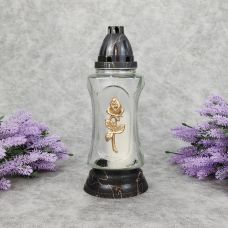 Лампадка скляна з трояндою середня  L304 20год