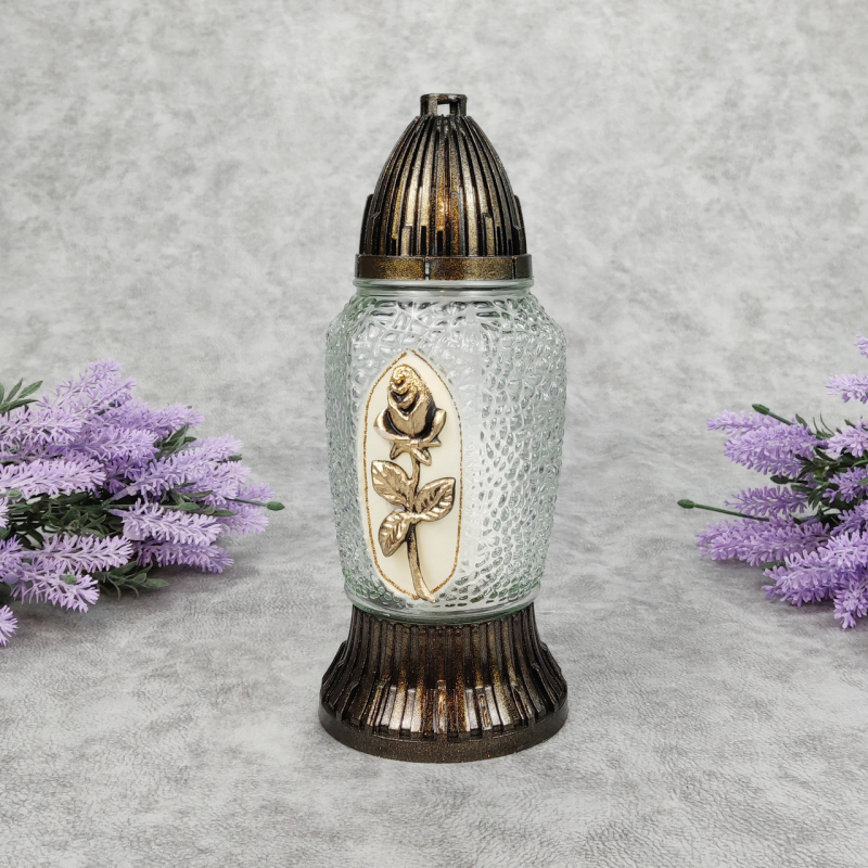 Лампадка скляна середня з трояндою LP354 Mini Zywica 20 год Лампадка скляна середня з трояндою LP354 Mini Zywica 20 год