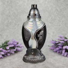 Лампадка скляна велика крила з трояндою L3020 чорна 64 год