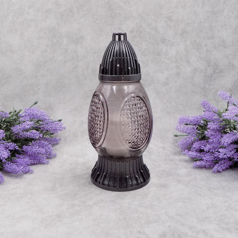 Лампадка скляна середня 574U графіт 20год