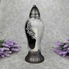 Лампадка скляна середня з квітковою аплікацією LP1750 33год