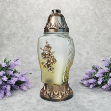 Лампадка скляна середня з квітковою аплікацією Dubaj D 33 год
