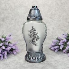 Лампадка скляна середня із квітковою аплікацією Dubaj D 33 год графіт