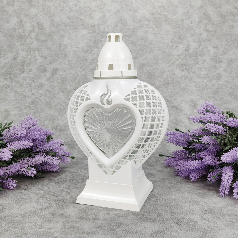 Лампадка середня біла Glamour Serce Ratan 28cm Лампадка середня біла Glamour Serce Ratan 28cm