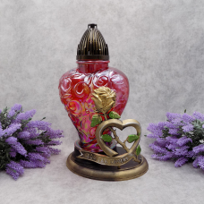 Лампадка велика серце аплікація червона 45 годин