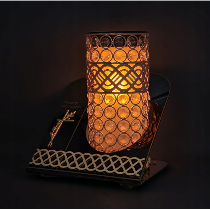 Лампадка велика ажурна золотиста на сонячній батареї Witraz Vip Gold