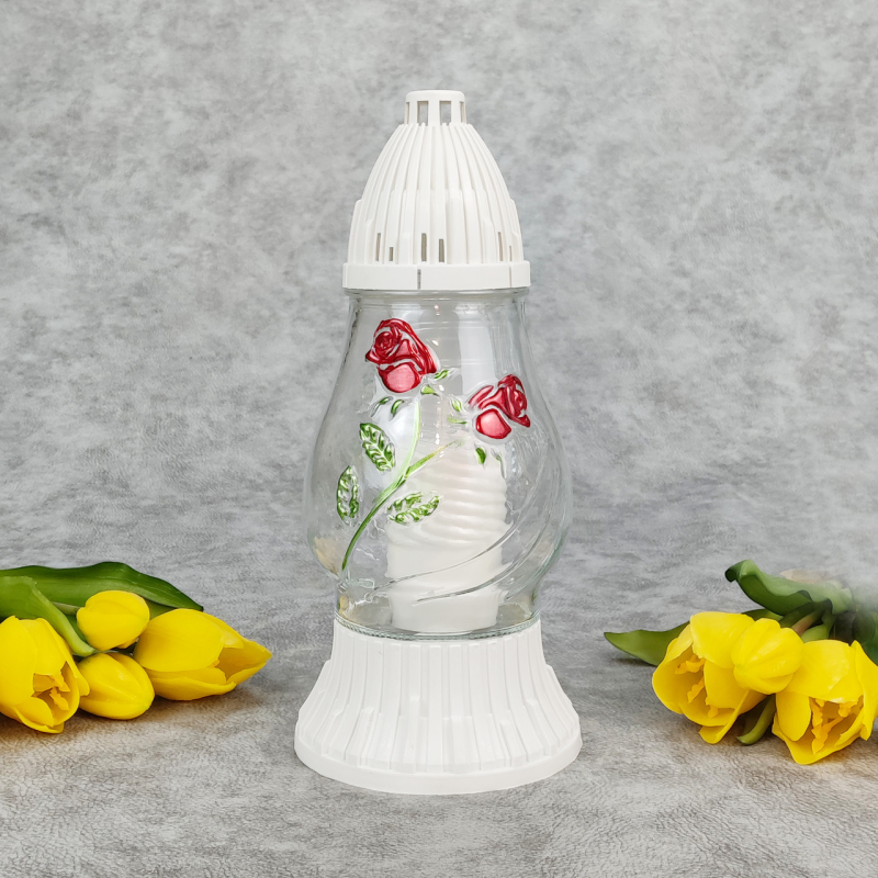 Лампадка скляна з квітковим орнаментом LP200 Лампадка скляна з квітковим орнаментом LP200