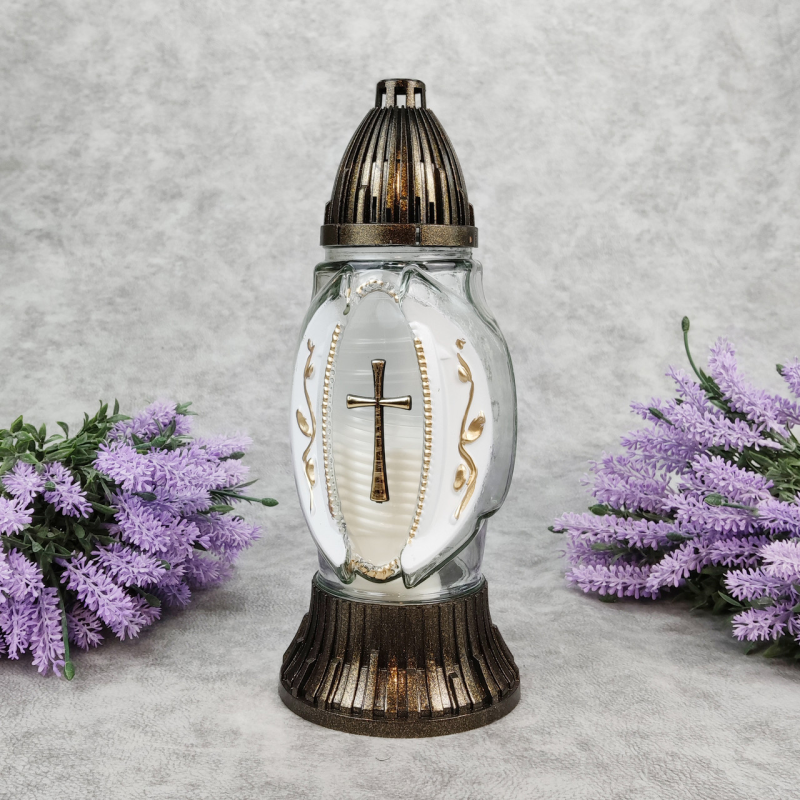 Лампадка середня скляна з хрестом LC1 20год Лампадка середня скляна з хрестом LC1 20год