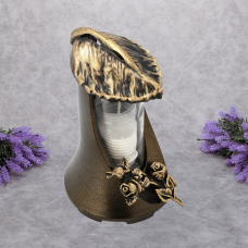 Лампадка середня з трояндою LP Lampa lisc 14год Бронзова