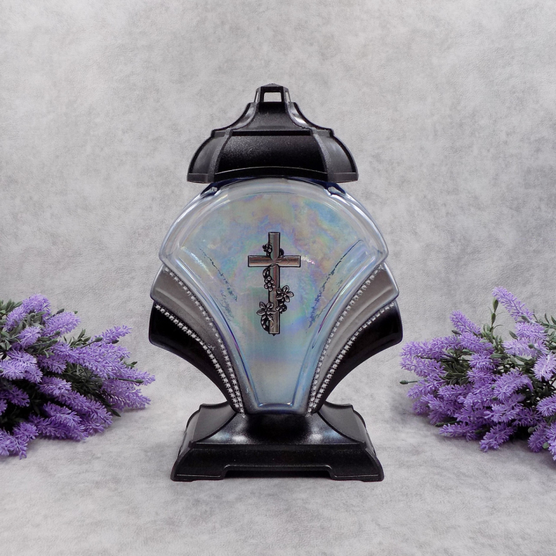 Лампадка скляна велика Віяло срібляста 45год Лампадка скляна велика Віяло срібляста 45год