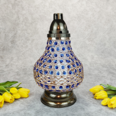 Лампадка велика ажурна ручної роботи Witraz Premium Gold Blue