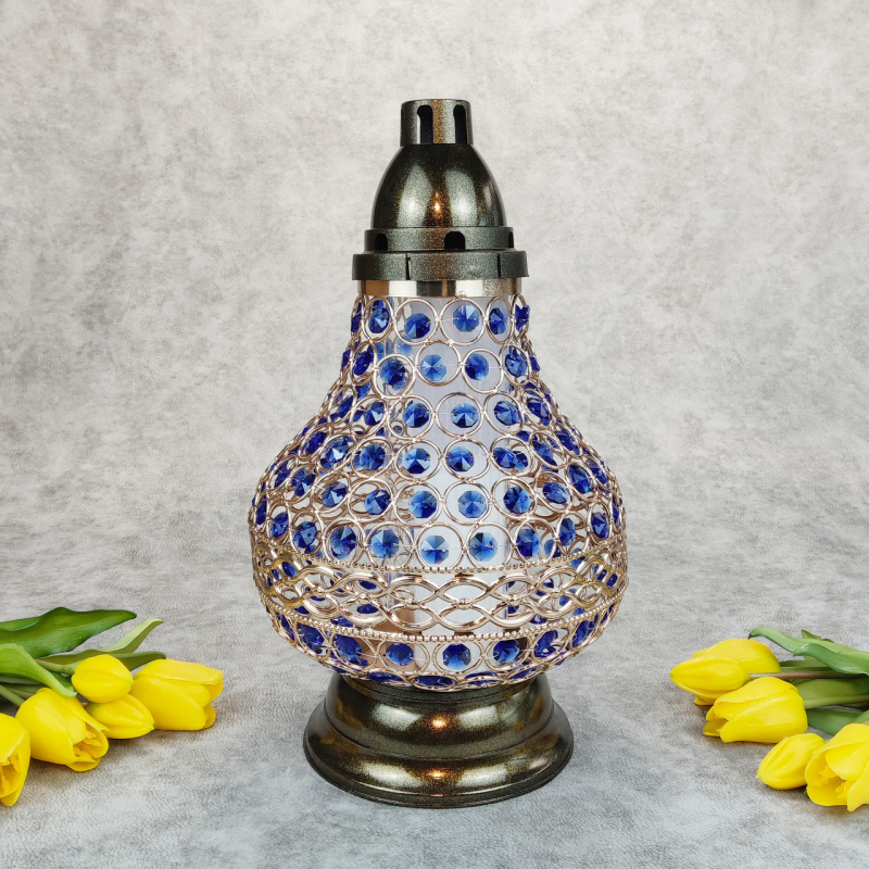 Лампадка велика ажурна ручної роботи Witraz Premium Gold Blue Лампадка велика ажурна ручної роботи Witraz Premium Gold Blue