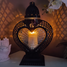 Лампадка велика чорна Glamour Serce Ratan 37cm