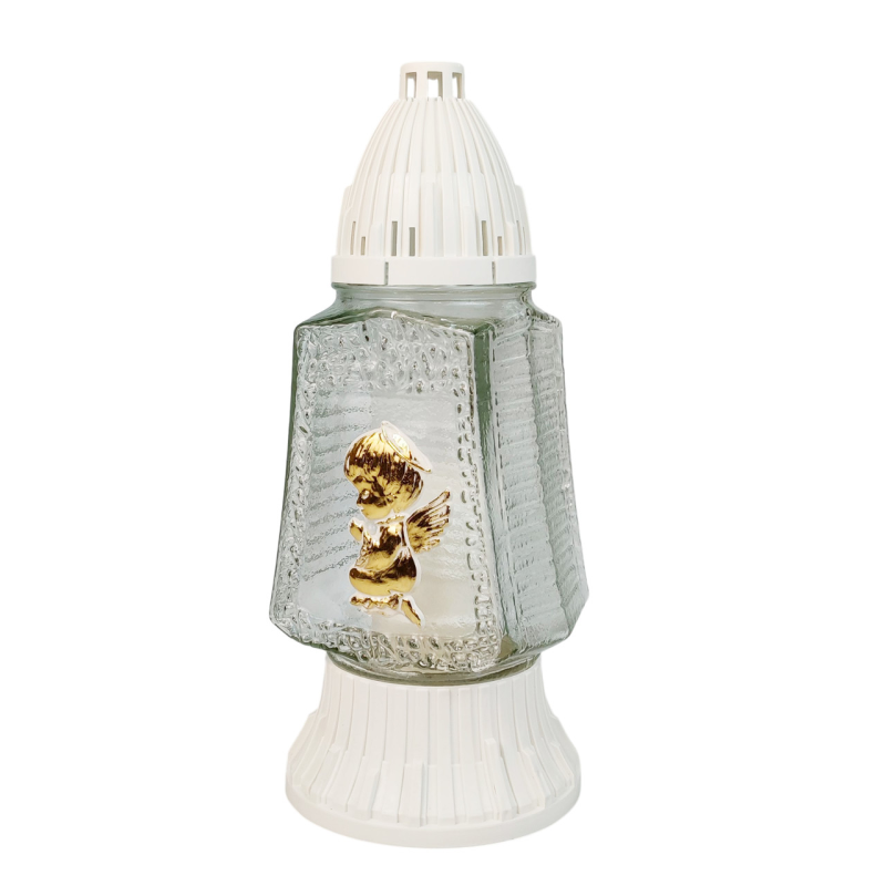 Лампадка середня з ангелом біла 570U 30год Лампадка середня з ангелом біла 570U 30год