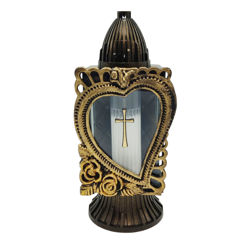 Лампадка капличка середня бронзова з серцем Glass Art 33ч Лампадка капличка середня бронзова з серцем Glass Art 33ч