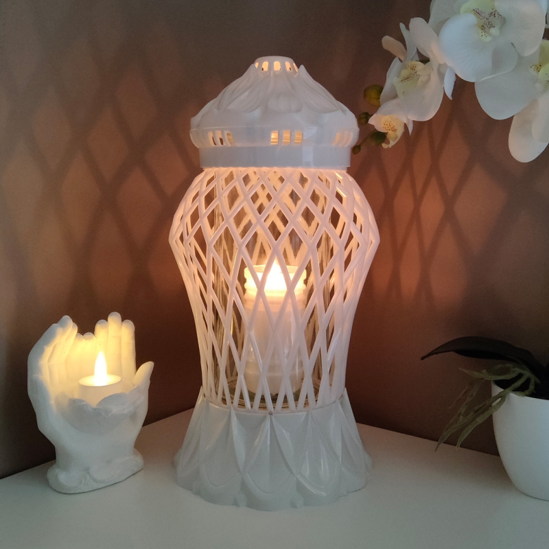 Лампадка велика ажурна біла Каро 37см Лампадка велика ажурна біла Каро 37см