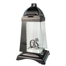 Лампадка середня чорна з аплікацією срібне серце