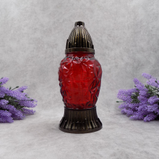 Лампадка скляна середня ребриста червона LP48 20год