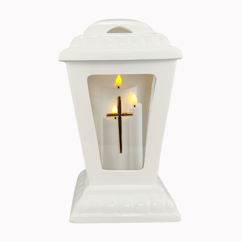 Лампадка капличка керамічна біла з хрестом Лампадка капличка керамічна біла з хрестом