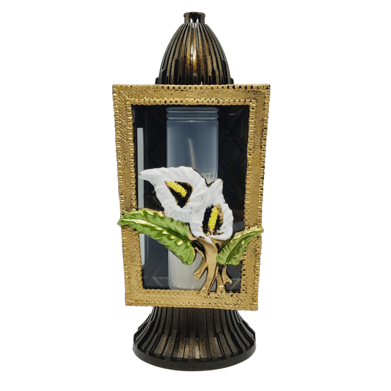 Лампадка середня золотиста Біла кала Glass Art Kapliczka 33год Лампадка середня золотиста Біла кала Glass Art Kapliczka 33год