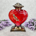 Лампадка скляна велика серце червона з золотистою трояндою Serce Ornament  45год