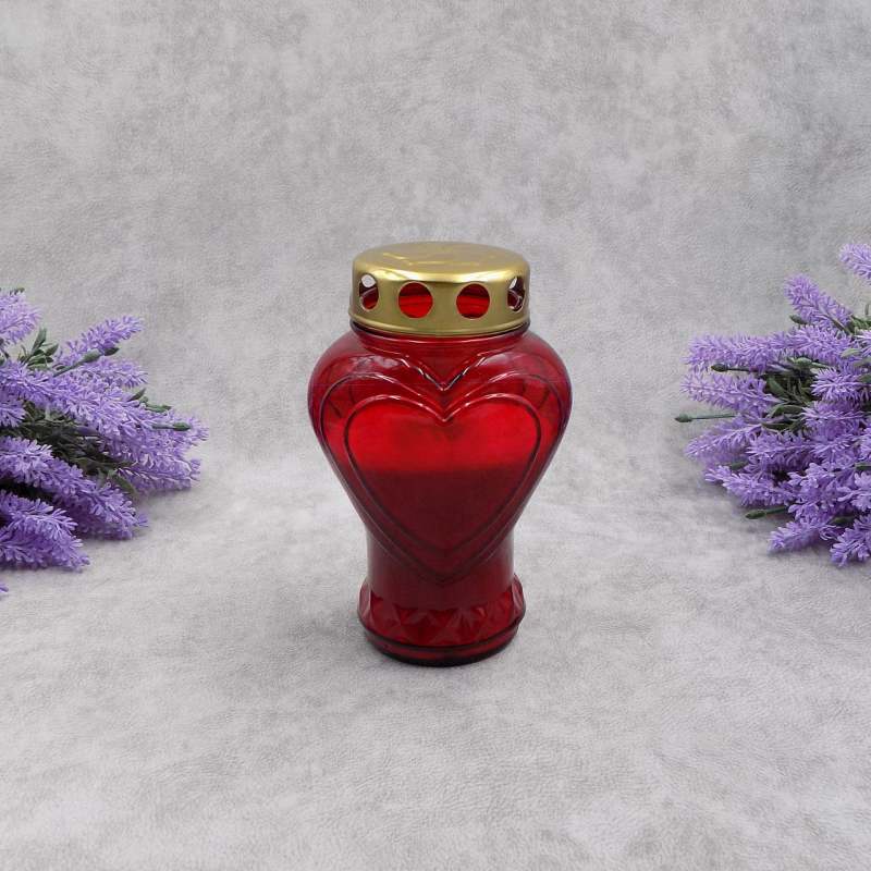 Лампадка скляна серце наливна LP37Bp 25год червона Лампадка скляна серце наливна LP37Bp 25год червона