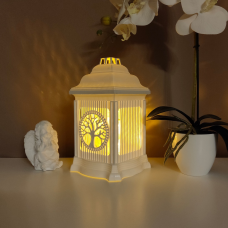 Лампадка біла ажурна середня дерево Forest