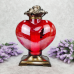 Лампадка скляна велика червона з аплікацією Serce Ornament 45год