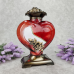 Лампадка скляна велика червона з аплікацією Serce Ornament 45год