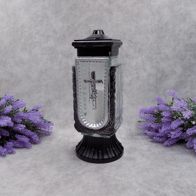 Лампадка скляна середня срібляста LC4 Wazon 45год