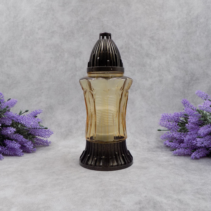 Лампадка скляна зі свічкою бежева LP554U 20год