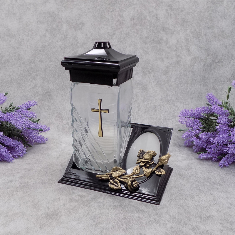 Лампадка скляна середня золота троянда LC222 tabliczka 20год Лампадка скляна середня золота троянда LC222 tabliczka 20год