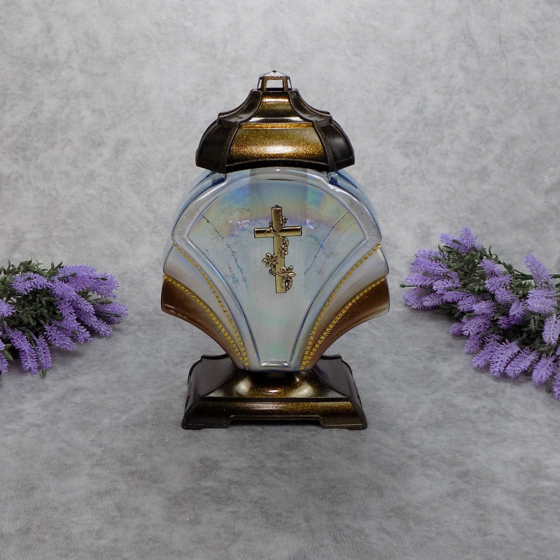 Лампадка скляна велика Віяло бронзова 45год Лампадка скляна велика Віяло бронзова 45год