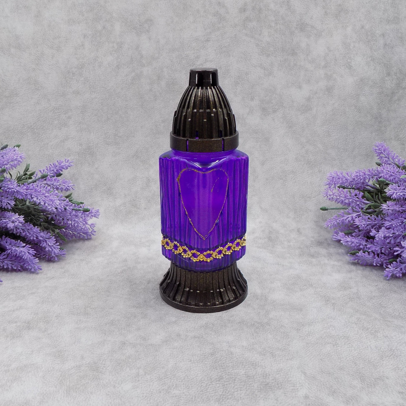 Лампадка скляна із серцем бузкова T31U 14год Лампадка скляна із серцем бузкова T31U 14год