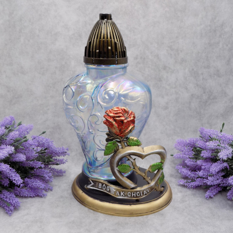 Лампадка велика серце апликація прозора 45 год Лампадка велика серце апликація прозора 45 год