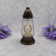 Лампадка скляна зі свічкою 570U золотиста 30год