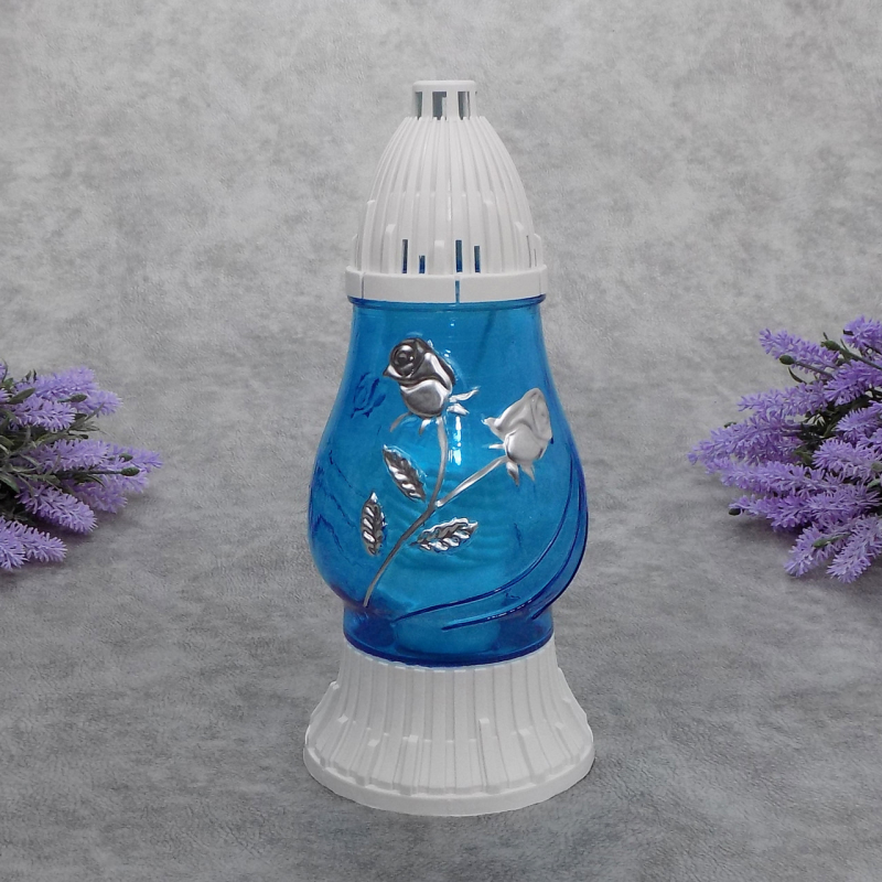 Лампадка скляна з квітковим орнаментом LP200 блакитна Лампадка скляна з квітковим орнаментом LP200 блакитна